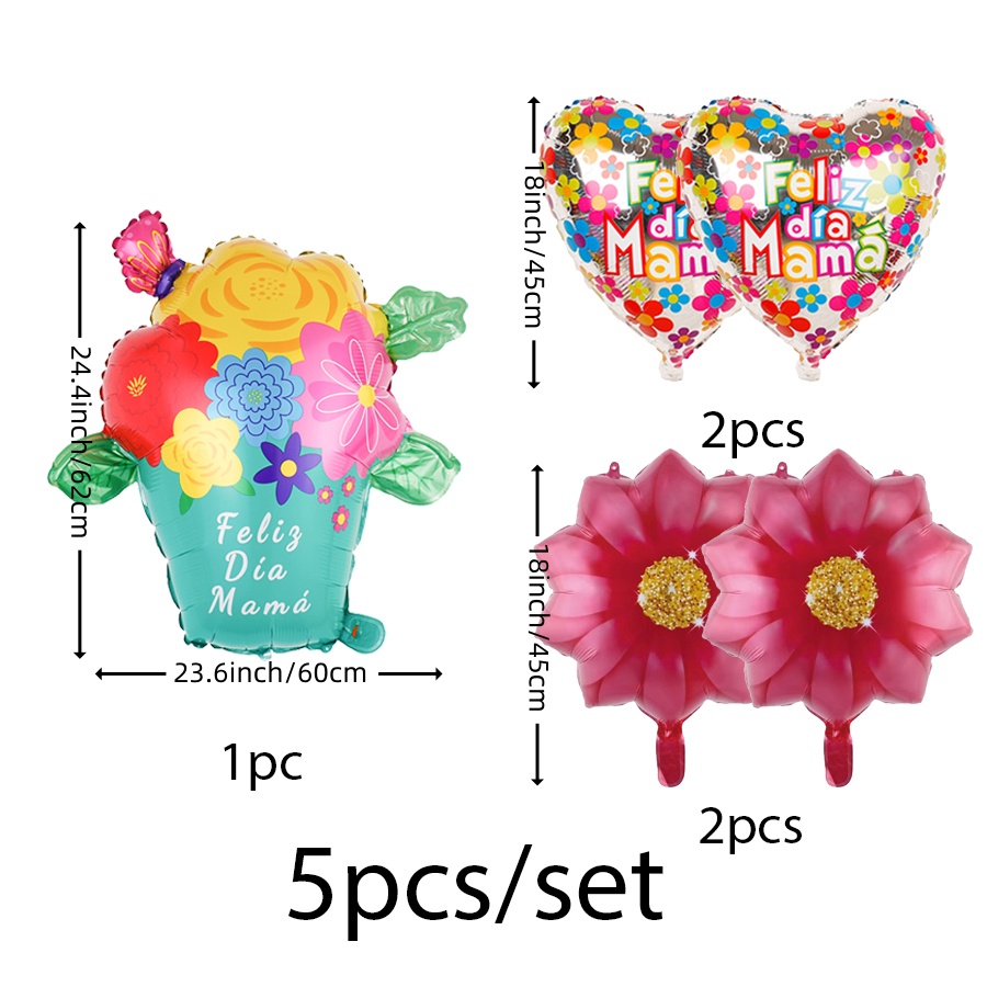 Conjunto de balões para decoração de dia das mães, 5 peças, cesta de flores de girassol, troféu, decoração de casa: AGATE