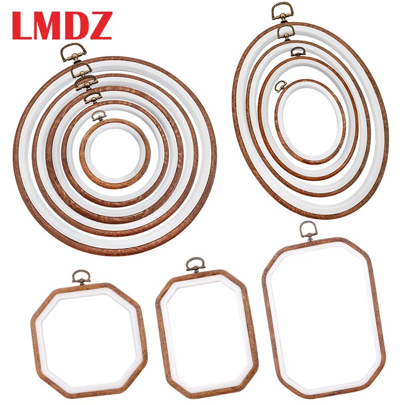 LMDZ Embroidery Circle Wood Hoop Circle Round Plastic DIY Art Craft Cross Stith Sewing Needwork Tools Flower Wreath Home Decor