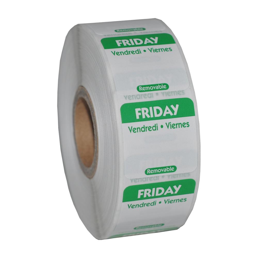 DaySpot HYDS-RL1x1 Each Day of Week Removable Labels 1"X1" Inch Date Stickers for Food Storage Rotation, 1000 labels/roll: Green