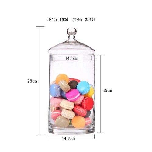 Nordisk glas slik krukke stor opbevaringsflaske hjem gennemsigtig glas opbevaring krukke med låg bryllup dessert bord dekoration krukke: 1 stk