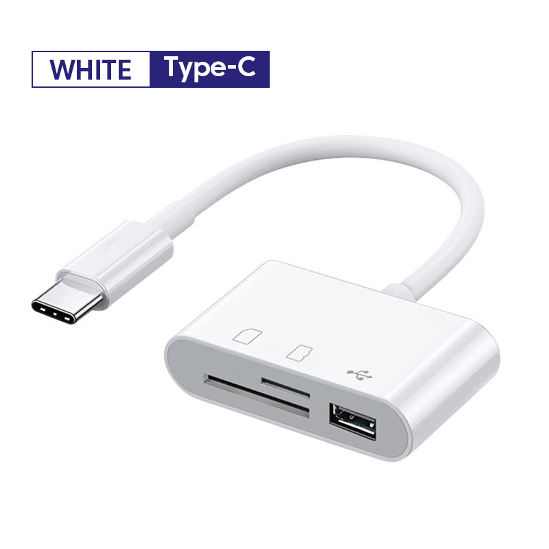 Adapter czytnika kart 3 w 1 typu C do czytnika kart pamięci SD TF Konwerter USB typu C OTG do tabletu Huawei Samsung Xiomi Phone: green