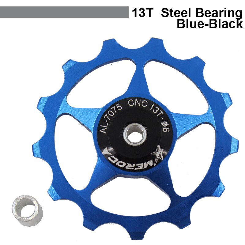 MEROCA MTB Bike 13T Alloy Jockey Wheel multicolour Bicycle Rear Derailleur Guide Pulley Steel Bearing: Blue-Black