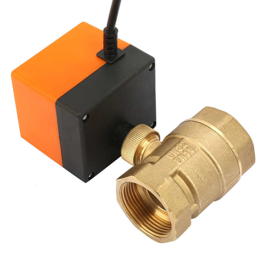 Válvula Magnética eléctrica DC 12V válvula de bola motorizada de 3 vías, DC 12V, válvula eléctrica de latón DN32 -1/4"