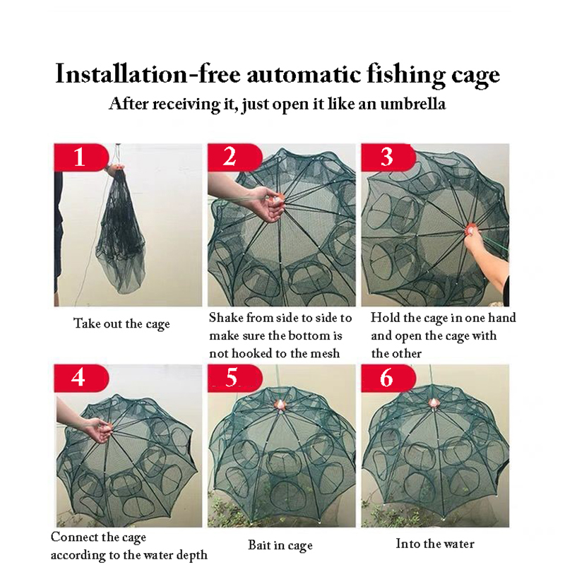 Portable Hexagon Fish Network 4-20 Holes Fishing Net Folding Casting Nets Crab Fish And Shrimp Catching Net Fishing Network Tool