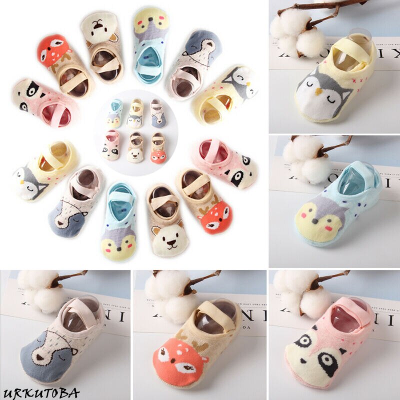 Kids Baby Peuter Baby Sokjes Cartoon Dier Anti Slip Katoenen Sokken