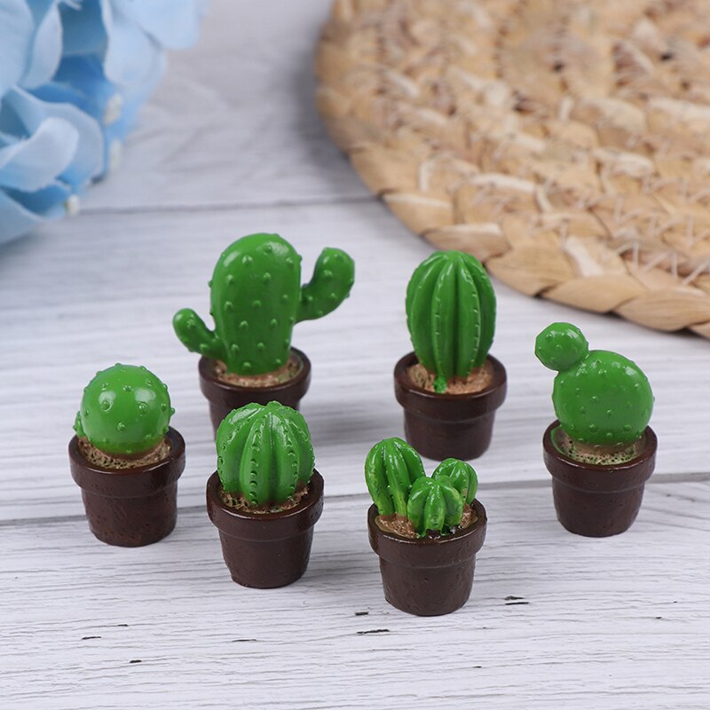 5 stuks Leuke Groene Mini Boom Ingemaakte Voor 1:12 Poppenhuis Miniatuur Cactus Vetplanten Groene Plant In Pot Poppenhuis Simulatie ingemaakte