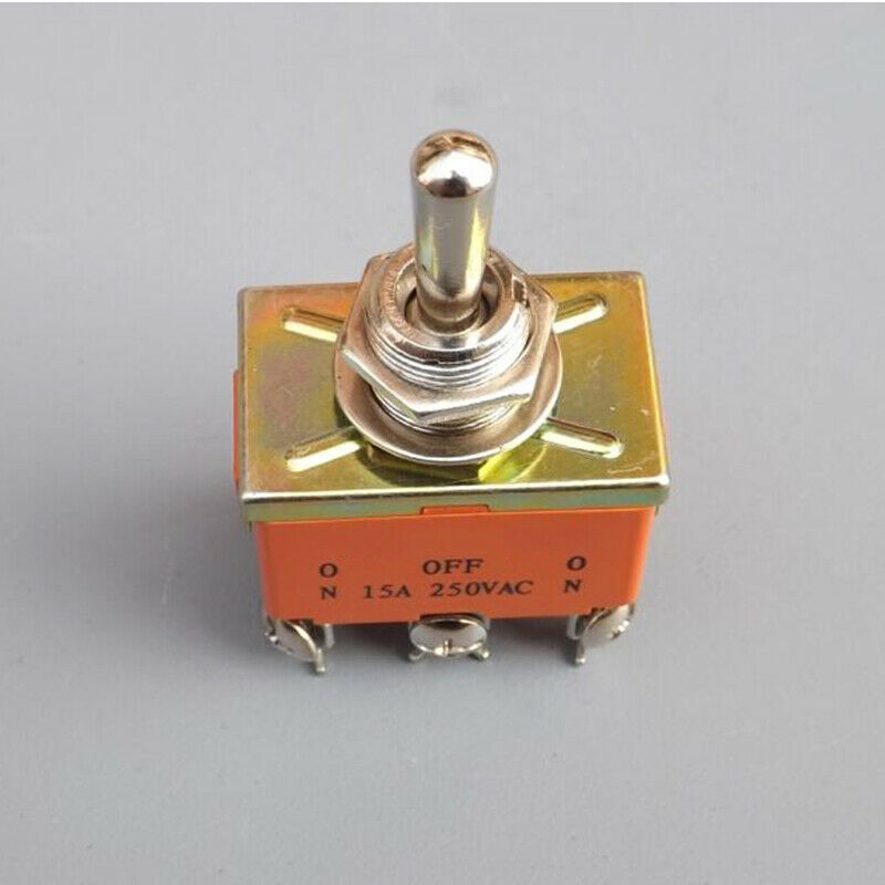6Pin Toggle DPDT ON-OFF-ON Switch 15 Amp 250V Power Rocker 3 Position Throw Polarity Forward Reverse CW CCW DC Motor Control
