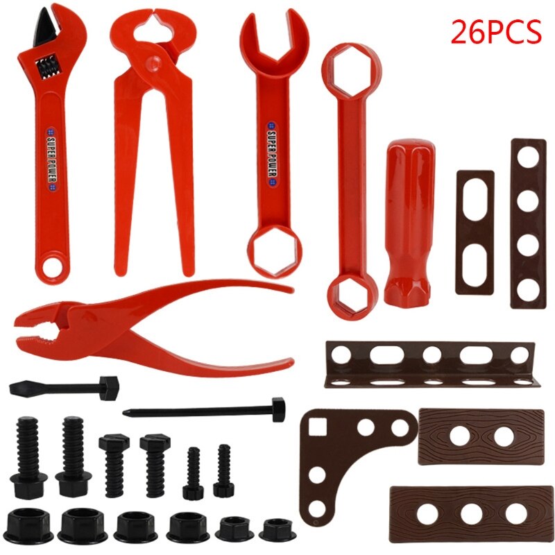 1Set Garden Tools Pretend Play Repair Tool Plastic Engineering Maintenace Toys D08C: 26Pcs