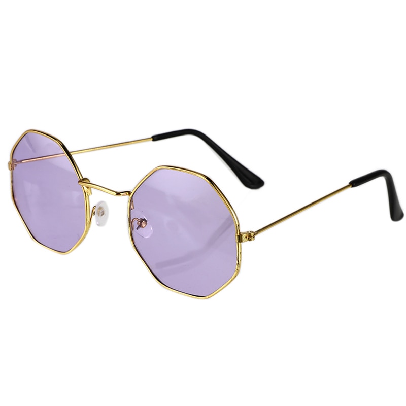 Vintage unisex retro polygon solbriller kvindelige metalramme briller briller 4 stilarter højde: Lilla