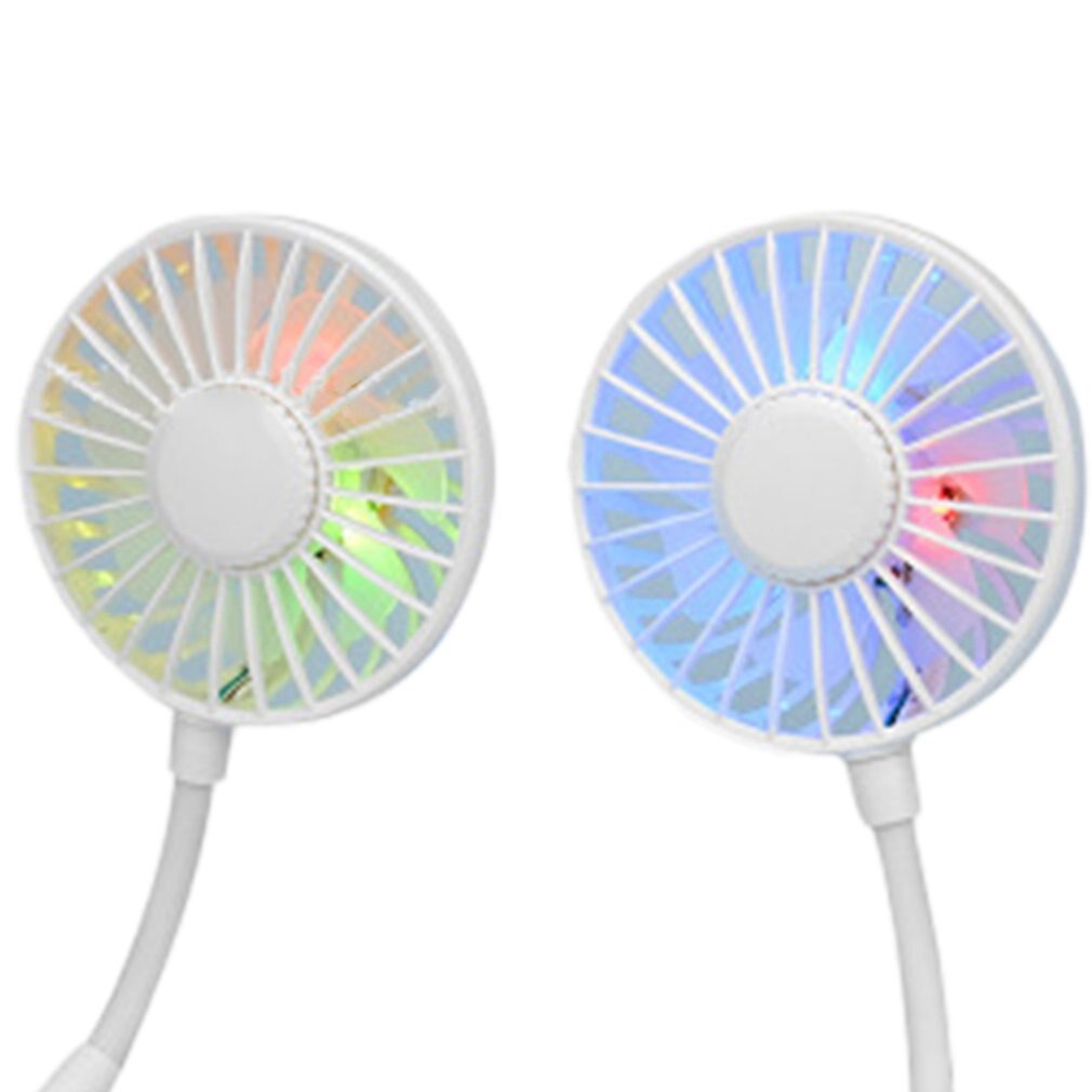 Lui Opknoping Hals Ventilator Aromatherapie Met Licht Usb Mini Draagbare Sport Fan Dubbele Kop Opladen Vouwen Fan