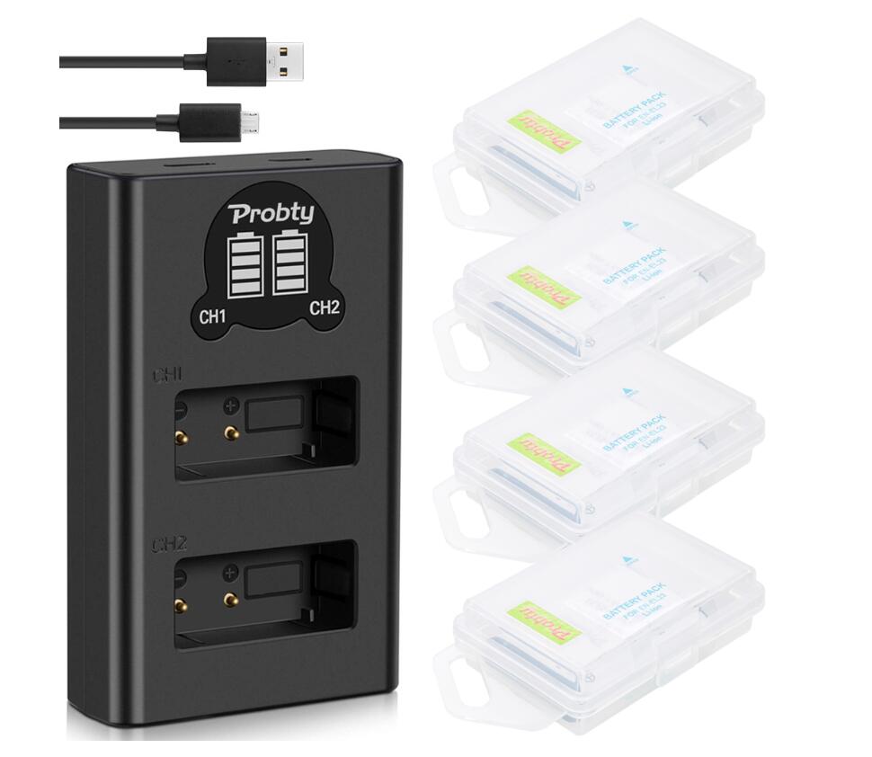 Batería de 1850mah para Nikon EN EL23 EN-EL23, cargador Dual Compatible con Nikon Coolpix P600 P610 B700 P900 S810c: 4BatteryWithCharger