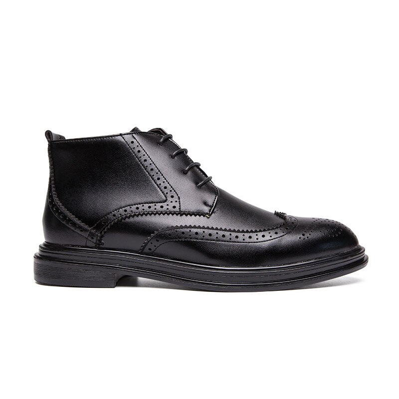 Italiensk klassisk læder mænd støvler formelle vinter varme mokkasiner homme stor størrelse retro støvle brogue oxford sko til mænd