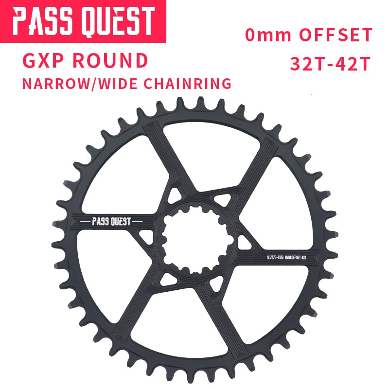 PASS QUEST GXP Round Oval 0mm Offset 32T-42T Chainring MTB Narrow Wide Bike bicycle Chainwheel for Sram XX1 GX eagle X9 crankset