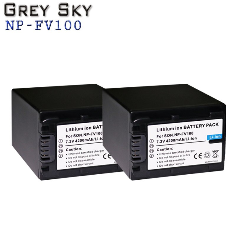 2 stk 4200 mah np  fv100 np-fv100 fv100 batterier + lcd usb-lader til sony np -fv30 np-fv50 np-fv70 sx83e sx63e fdr -ax100e ax100e: 2 batterier