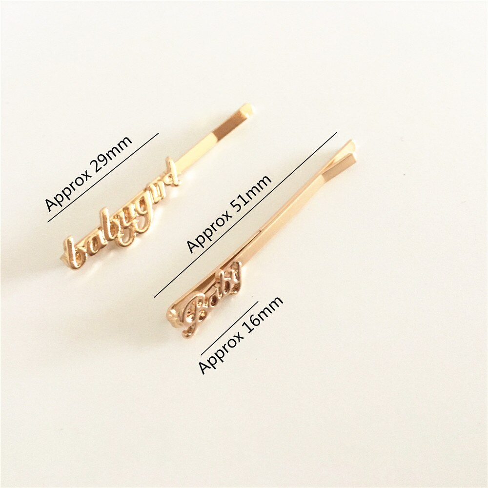 Gold color plating old English font Babygirl Angel Honey Babyletter hair pin for girl women Hair Clip Barrette Hair Accessories: babyfont