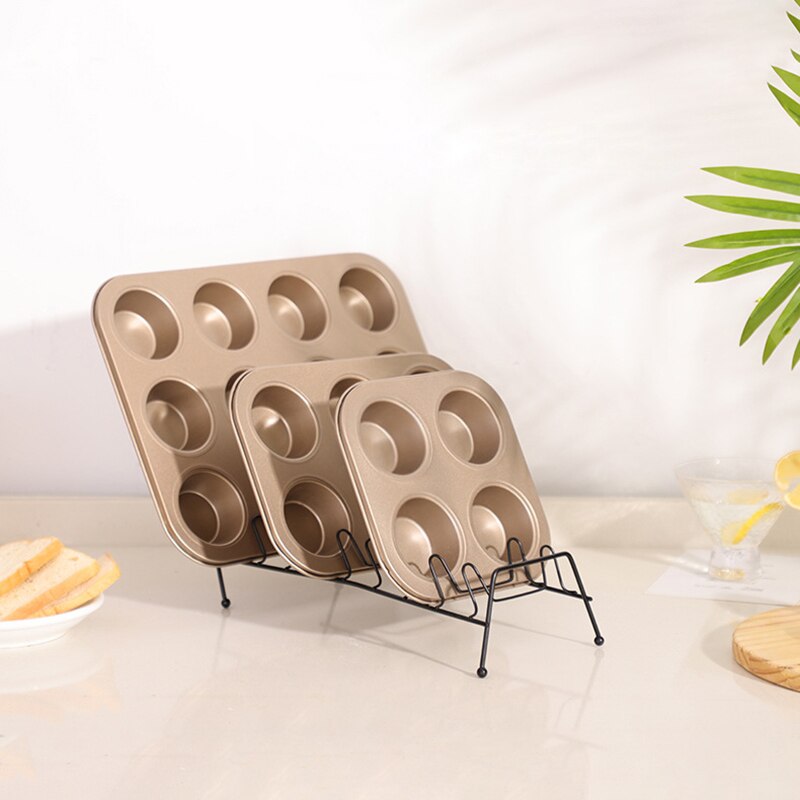 4/6/12 Cup DIY Cupcake Pan Muffin Tray Cupcake Mold Non Stick Bakeware Biscuit Pan Microwave Cake Mold Carbon Steel Baking Tray