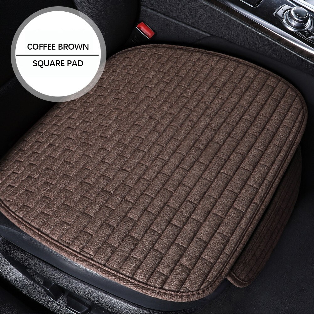 Car Seat Cover Front/Rear Flax Seat Protect Cushion Universal Breathable Comfortable Automobile Protector Pad Car Covers Mat: D