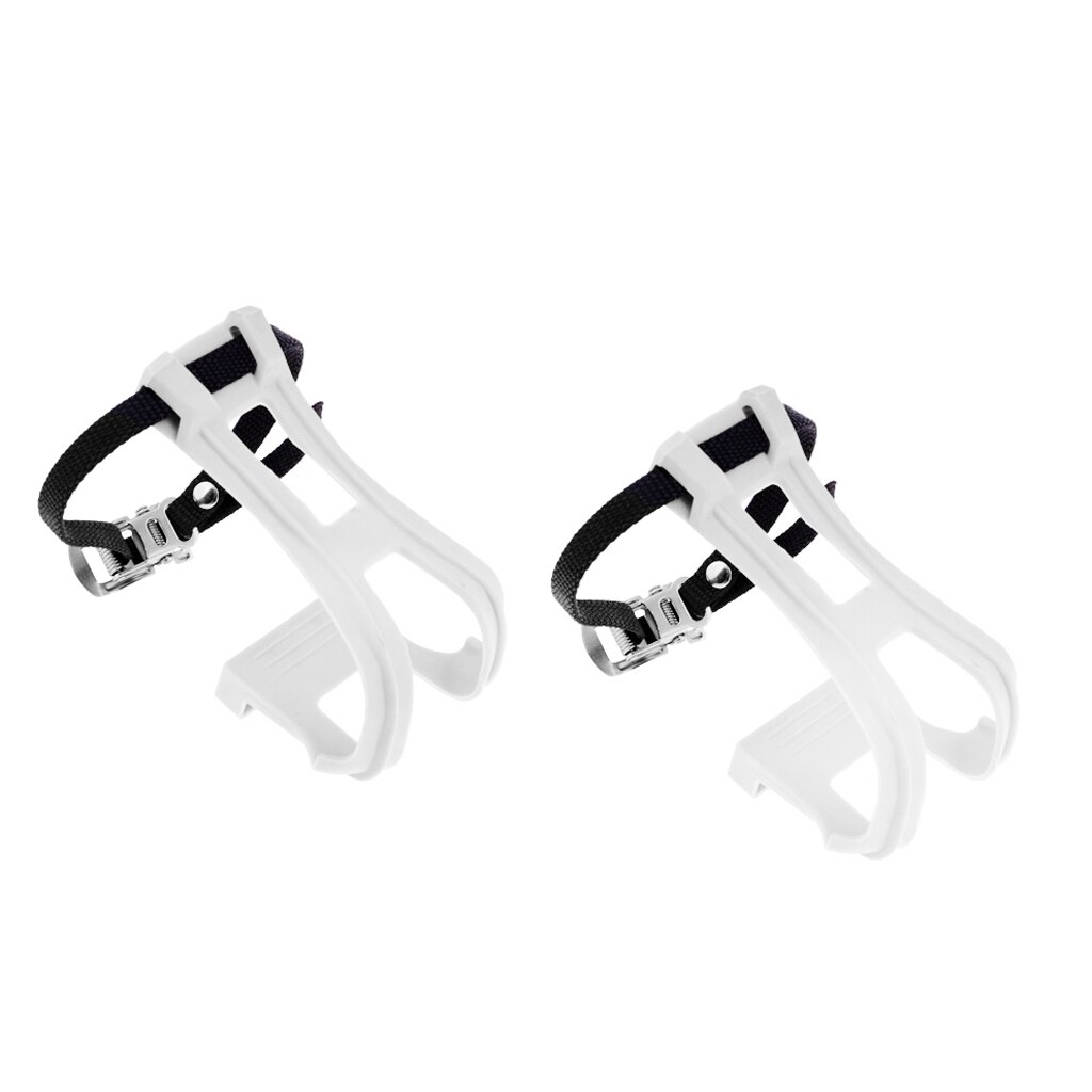 2 stuks fiets antislip pedalen teenclips riempjes vaste versnelling nylon: Wit