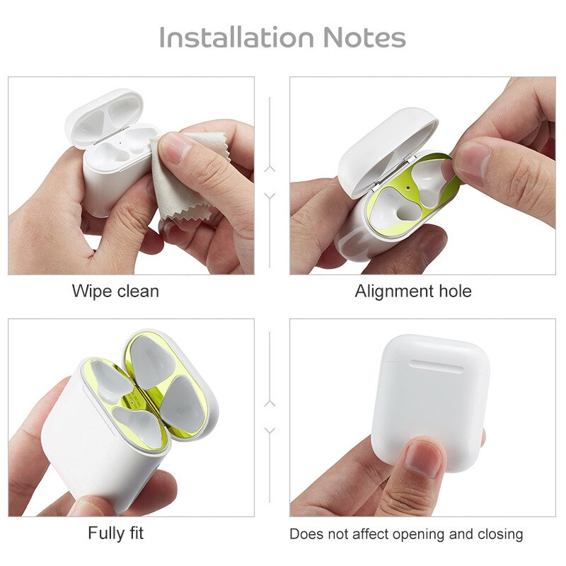 Voor Apple Airpods Box Folie Stof Bescherming Sticker Metalen Gemengde Materiaal Voor Airpods Stofdicht Innerlijke Cover Patch Accessoires