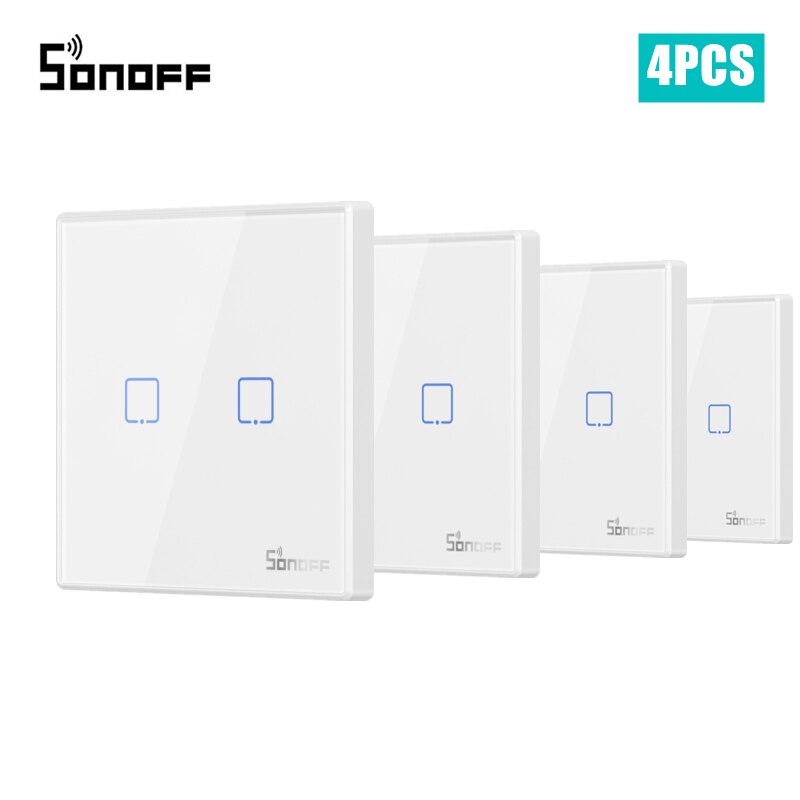 SONOFF-Panel de pared tipo 86 para interruptor de pared, Control remoto inalámbrico RF de 2 vías, de 1-3 bandas, pegajoso, 433MHz, para 4CHPROR3 slamphr2 TX: 2gang 4PCS