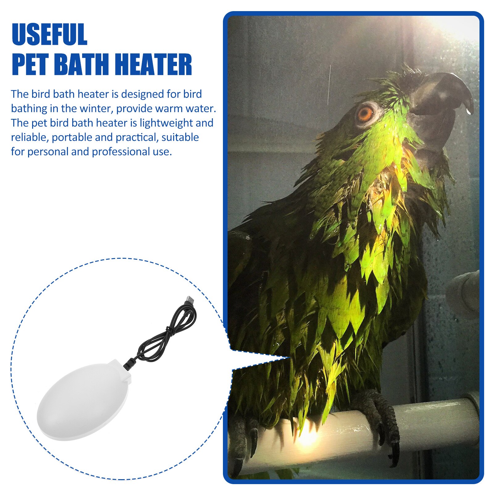 USB Bird Bath Heater Pet Bird Bathing Heater Useful Bird Bath Warm Heater