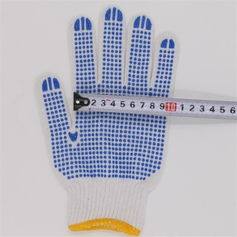 Labor Insurance Gloves Plastic Dot Gloves Thick Dot Rubber Yarn Gloves Non-slip Wear-resistant Cotton Yarn Work Gloves
