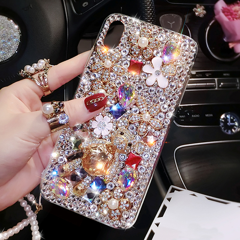 Rhinestone Case Bear Diamond Bling Cover coque for Samsung Galaxy Mate 30 Pro /Lite NOVA 5i Pro P30 Honor 9X Pro P20 Lite