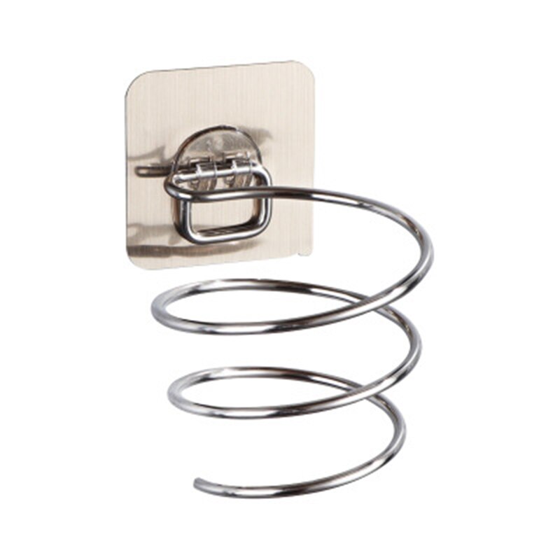 Soporte para secador de pelo en espiral autoadhesivo, sin clavos, estante para secador de pelo resistente para baño, organizador de soplador, estantes para secador de pelo montados en la pared: Plata