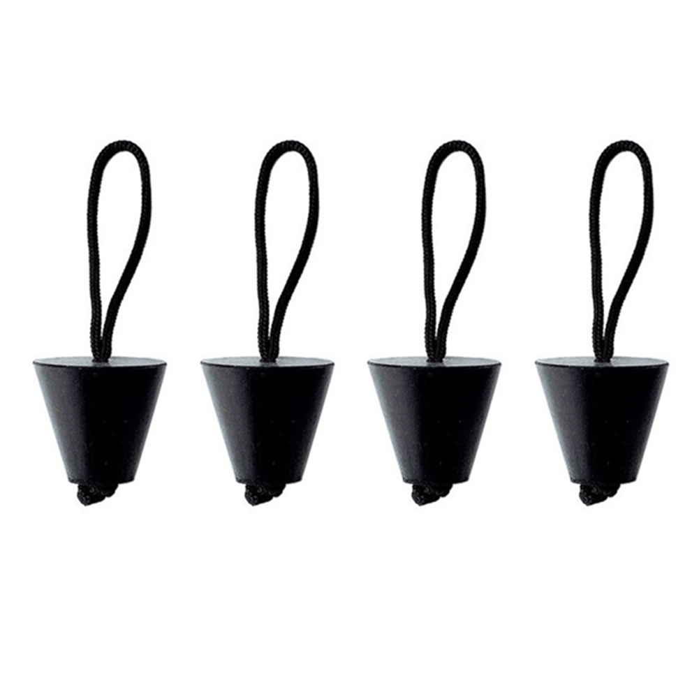4pcs Universal Kayak Drain Holes Plugs Canoe Marine Boat Dinghy Scupper Plug Drain Holes Stopper Kit With Cord Rope: Black