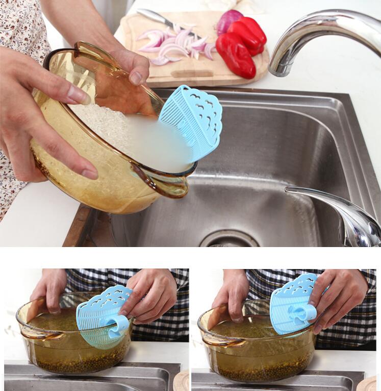 Colador de lavado de arroz, fruta y verdura, colador de cocina, colador de sartén, clip para Pasta, herramienta de cocina líquida de drenaje 5, liquidación