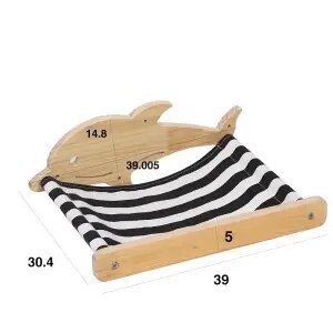 Solid wood cat climbing frame cat wall hanging cat nest cat springboard Plush cat hammock cat toy whale graphics on the wall: C Canvas style