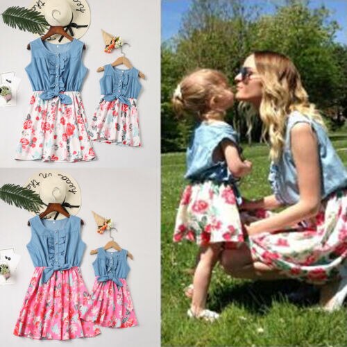 Familiejurk familiekleding dame moeder dochter bijpassende zomer babymeisjesjurk outfit
