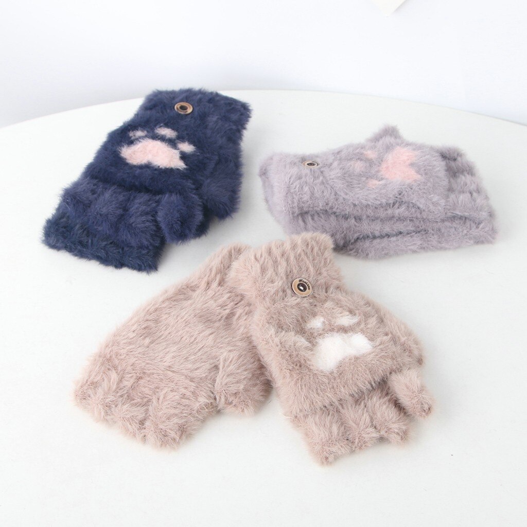 ARLONEET Kid Girls Boys Winter Fleece Knit Thicken Gloves Convertible Flip Top mittens Stitching Plus velvet warm Gloves CO22