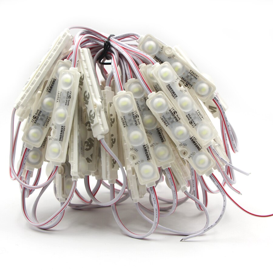 SMD 5730 Samsung LED Modules IP68 Waterproof 3 LED Back Lights Mirror lamp Red Blue Green cool White warm white Led Chip DC12V