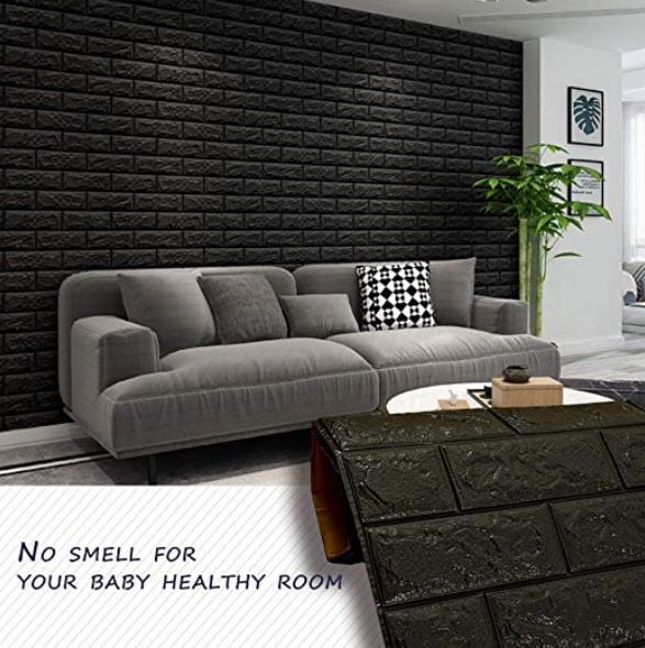 NW06 Heldere Zwarte Zelfklevende 3D Decoratieve Muur Panel 400114429