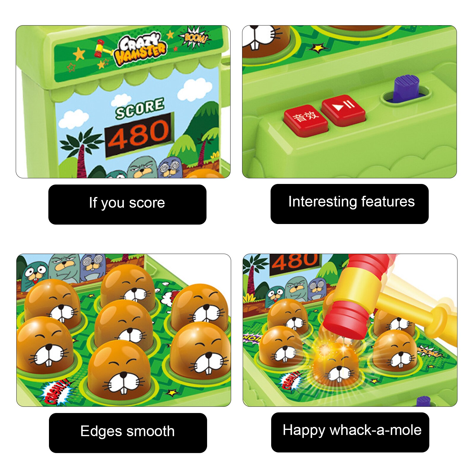 Whack A taupe – jeu interactif de coups de poing, avec lumières, sons, ramasser un petit marteau, exercice de main éducatif