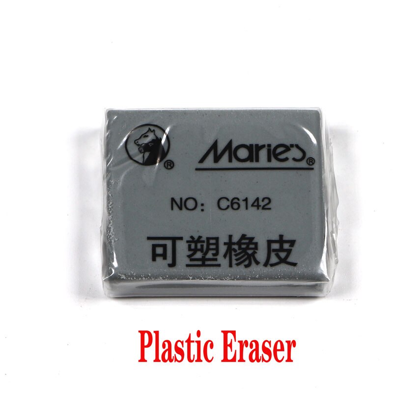 12pcs / box wooden sketch drawing writing pencil art DIY complete set 2B / 4B / 6B / 10B / 12B / 14B: Plastic Eraser