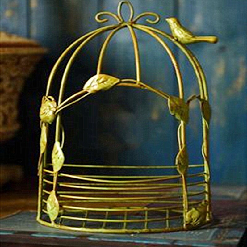 Remingtape Tenture Murale Vintage Demi-Cage à Oiseaux Avec Pot De Fleurs - Décoration Jardin Rétro En Fil De Fer