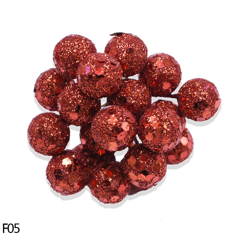 100 st konstgjorda glitter frukt ståndare körsbär små bär pärlor för bröllop gör själv blomkrans bröllopslåda dekoration: F05
