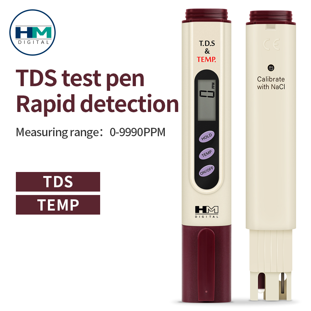 Tds-målerpenn digital vanntester 0-9990 ppm drikkevannsanalysator temperaturmonitor tds-test akvarium hydroponisk basseng