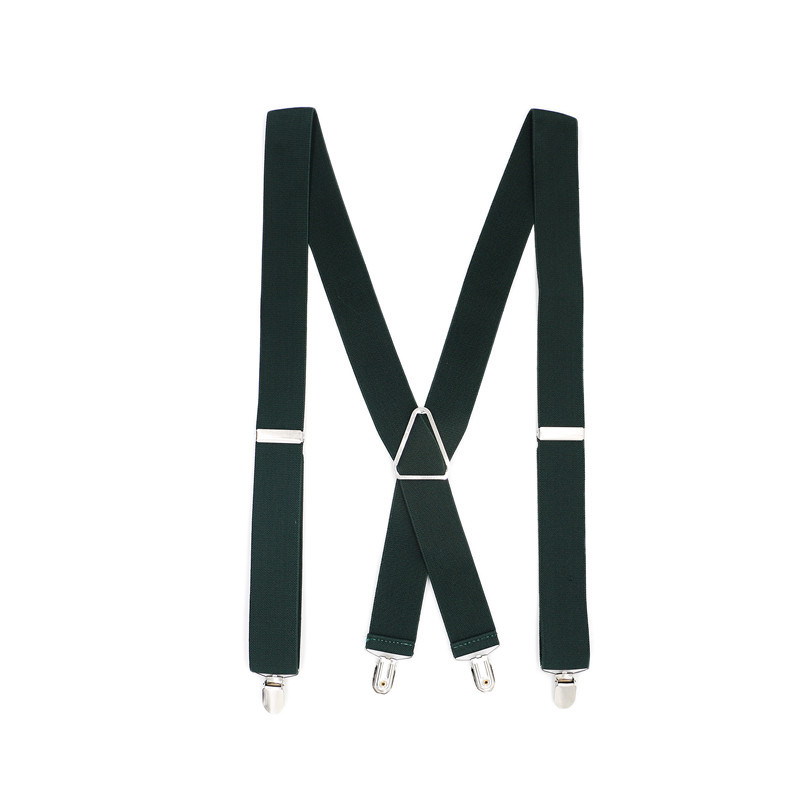 3.5 bredde menn bukseseler solid svart dobbel elastikk 4 klips justerbar toveis metall kryss x rygg dame bukser seler: Svart grønn