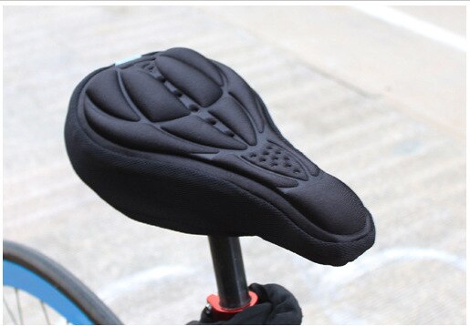 3d komfortable bløde silikone cykel sædeovertræk gel pad åndbar fortykket skum cykel sæde mtb cykeltilbehør: Sort