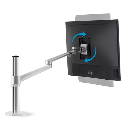 OL-1 10-32" aluminum dual arm lcd tv table mount tilt 360 rotate monitor desk stand vesa 75 100 rotatable bracket computer stand: SILVER