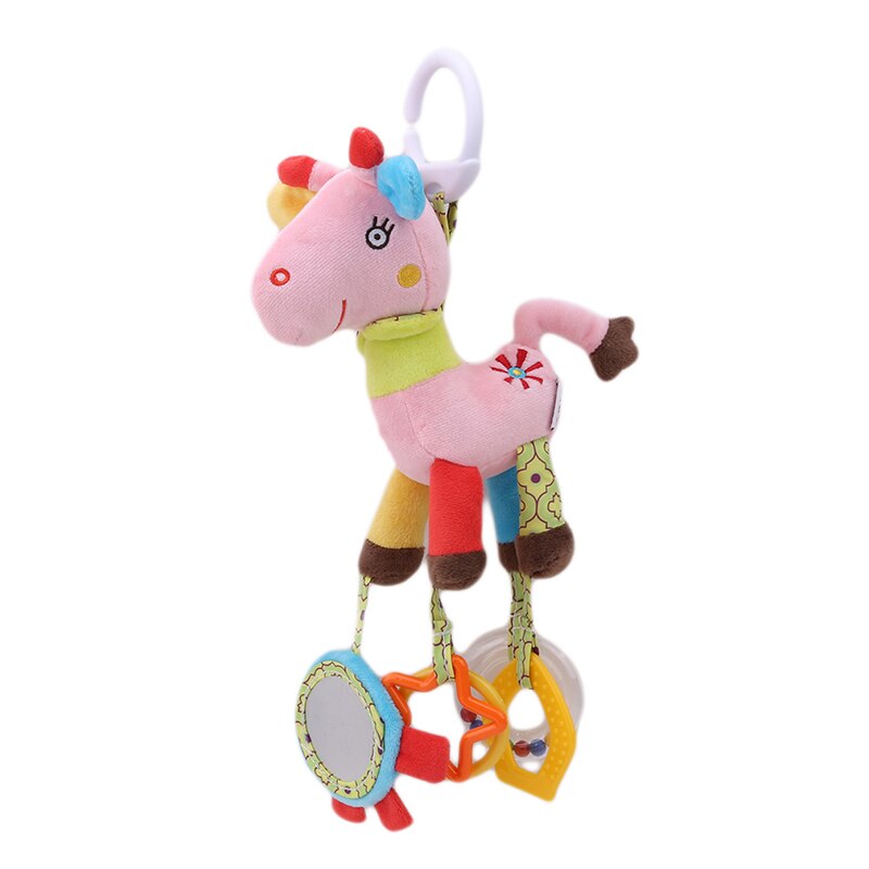 JJOVCE Appena nato Del bambino Della Ragazza del Ragazzo Carino Cotone Appeso Sonagli infantile Del Gufo Animale Orso Scimmia A Mano Campana Giocattolo per Bambini Peluche di Sviluppo regalo: rosa cervo