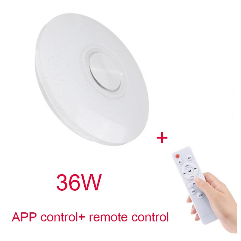 Smart LED APP + Remote Control Bluetooth Speaker With RGB Dimmable Ceiling Light Panel Lamp Loundspeaker Player For Kids Bedroom: 36W remote control