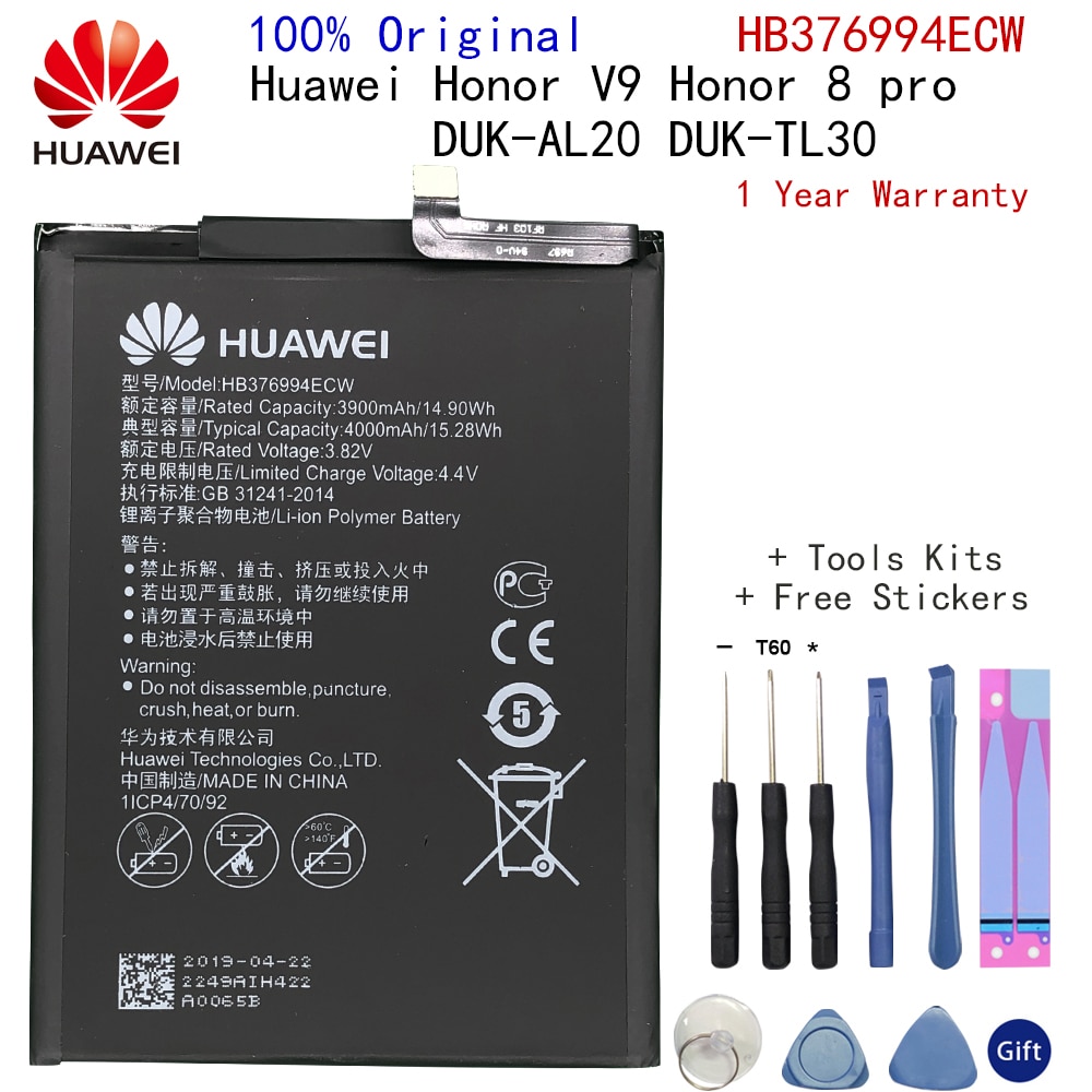 Huawei Mate 8 9 10 Nova 2 2i 3 4 Plus Pro P9 P10 P20 Lite Honor 5C 5A 5X 6A 7X G7 8 8X 8C G9 9 9i 10 G10 Batteria Originale: HB376994ECW