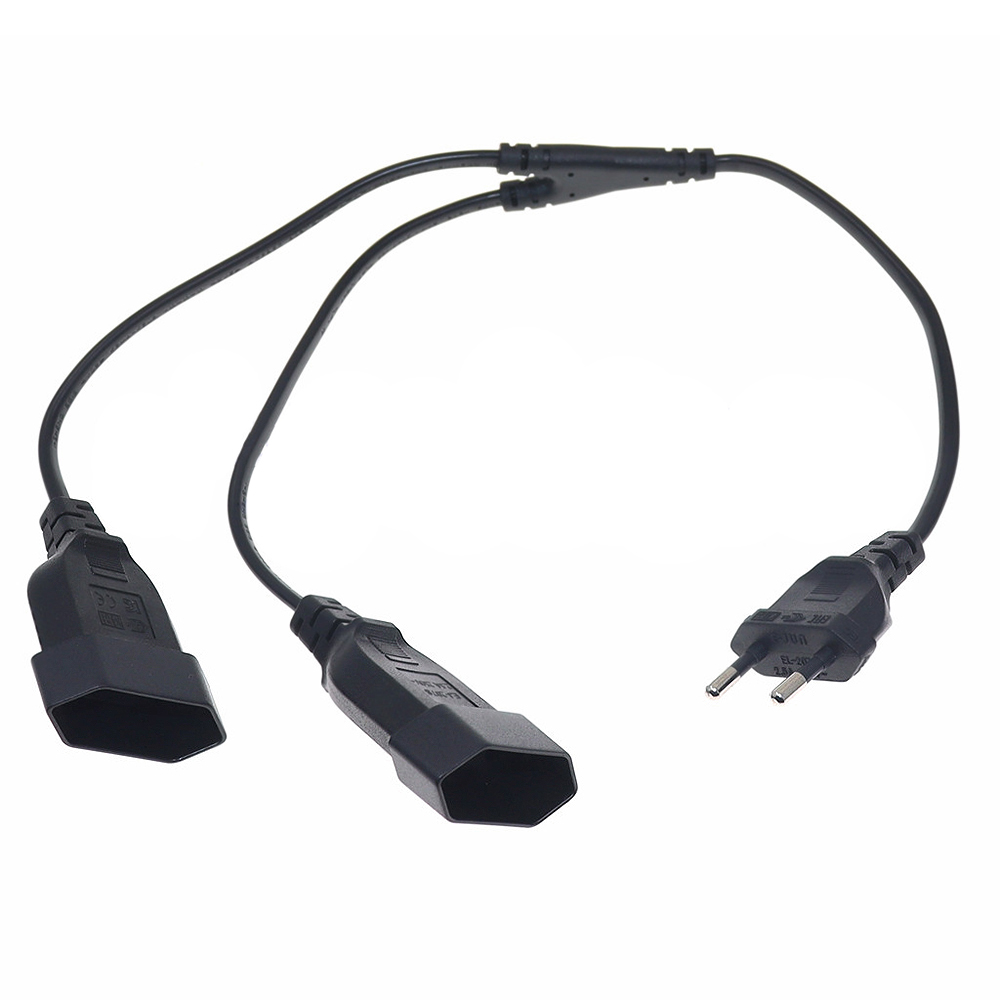 Cee7/16 Eu 2 Prong Man Naar Vrouw Dubbele Output,2 Manieren Uitlaat Verlengsnoer Europese M/F Power Splitter Kabel 49Cm