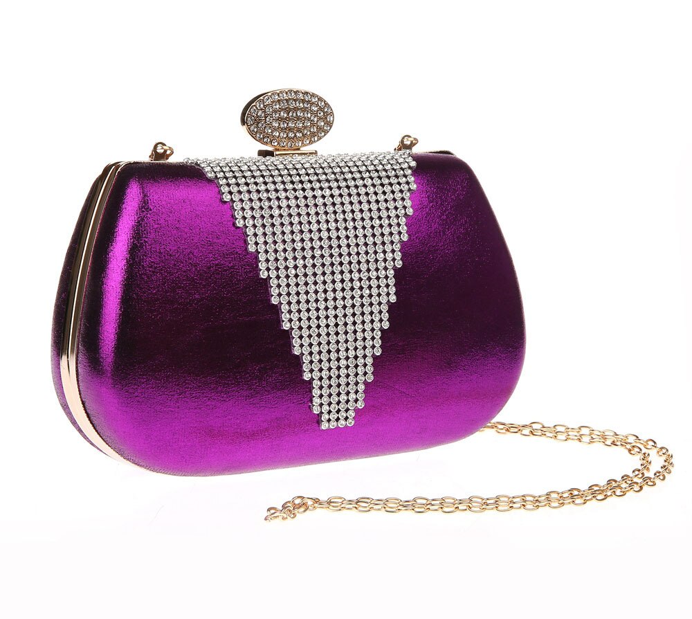 Women Evening Bags Rhinestones Metal Crown Handbags Full Of Diamonds Day Clutches Purse Evening Bags Red/gold/black WY163: Purple