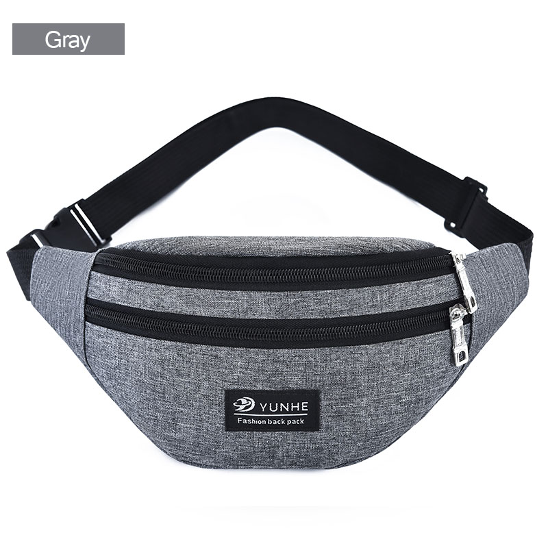 AIREEBAY Waist Bag Women Three Zipper Pocket Chest Handbag Unisex Fanny Pack Ladies Waist Pack Belly Bags Purse: A4157grey