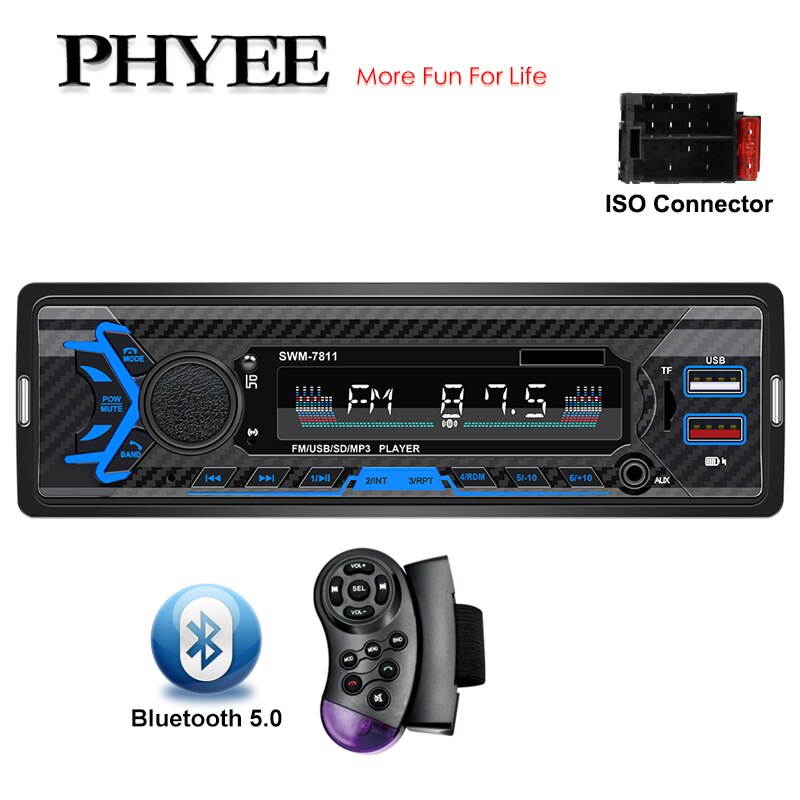 Auto Radio 1 Din Bluetooth Car Stereo Receiver Fm MP3 Speler Handsfree A2DP Tf Usb Opladen Stuurwiel Afstandsbediening Hoofd unit 7811